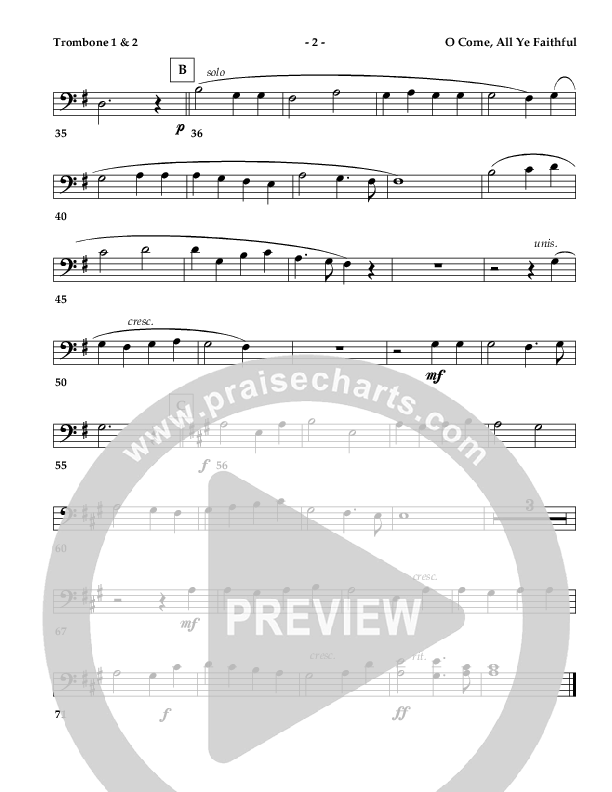 O Come All Ye Faithful (Instrumental) Trombone 1/2 ()