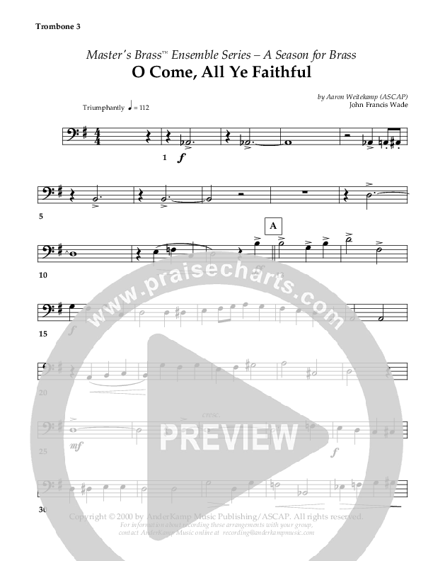 O Come All Ye Faithful (Instrumental) Trombone 3 ()