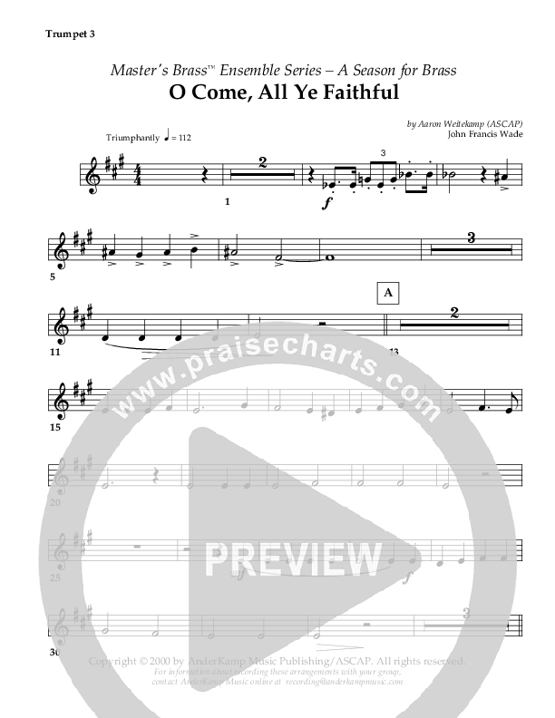 O Come All Ye Faithful (Instrumental) Trumpet 3 ()
