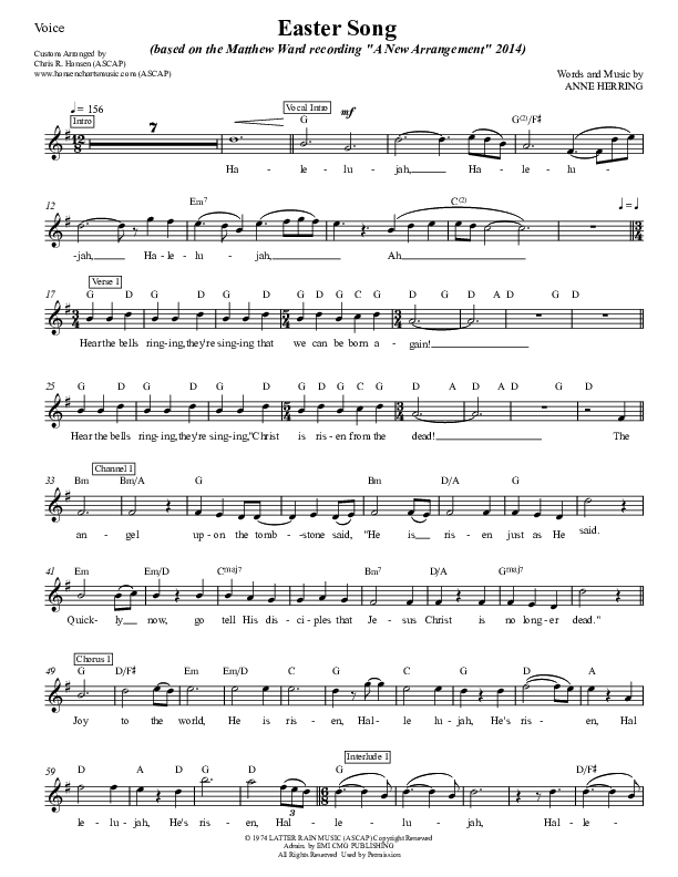 Easter Song Lead Sheet (Matthew Ward)