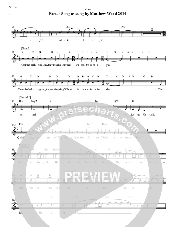 Easter Song Lead Sheet (Matthew Ward)