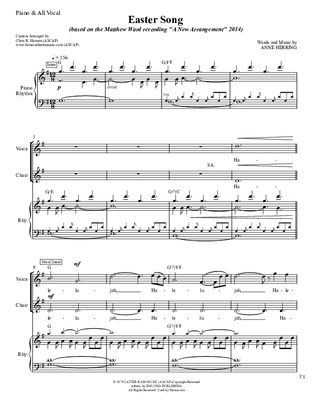 Easter Song Piano/Vocal (Matthew Ward)