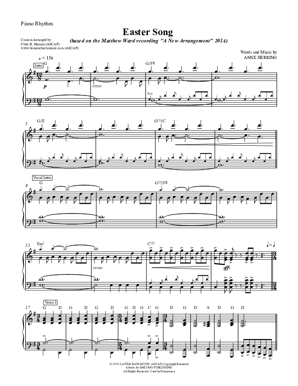 Easter Song Piano/Vocal (SAT) (Matthew Ward)