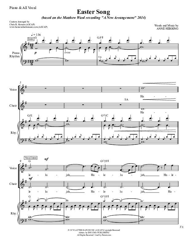 Easter Song Piano/Vocal (SATB) (Matthew Ward)