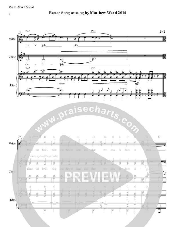 Easter Song Piano/Vocal (SATB) (Matthew Ward)