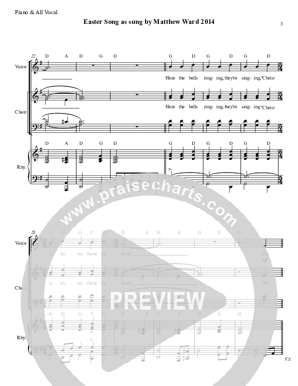 Easter Song Piano/Vocal (SATB) (Matthew Ward)