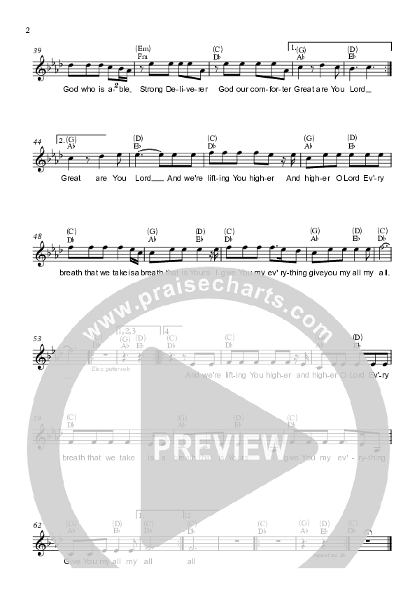 Great Are You Lord (Lifting You Higher) Lead Sheet (Vineyard UK / Jonny Riggs)