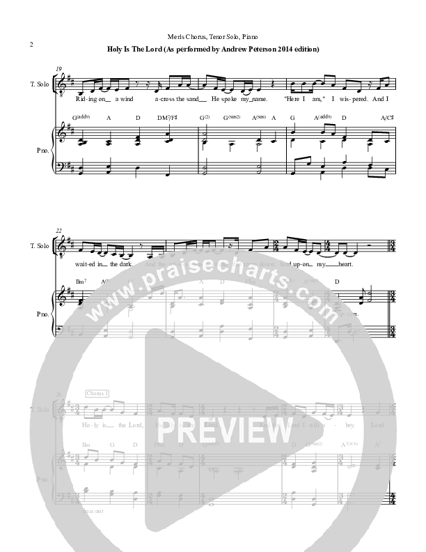 Holy Is The Lord Choir Sheet (SATB) (Andrew Peterson)