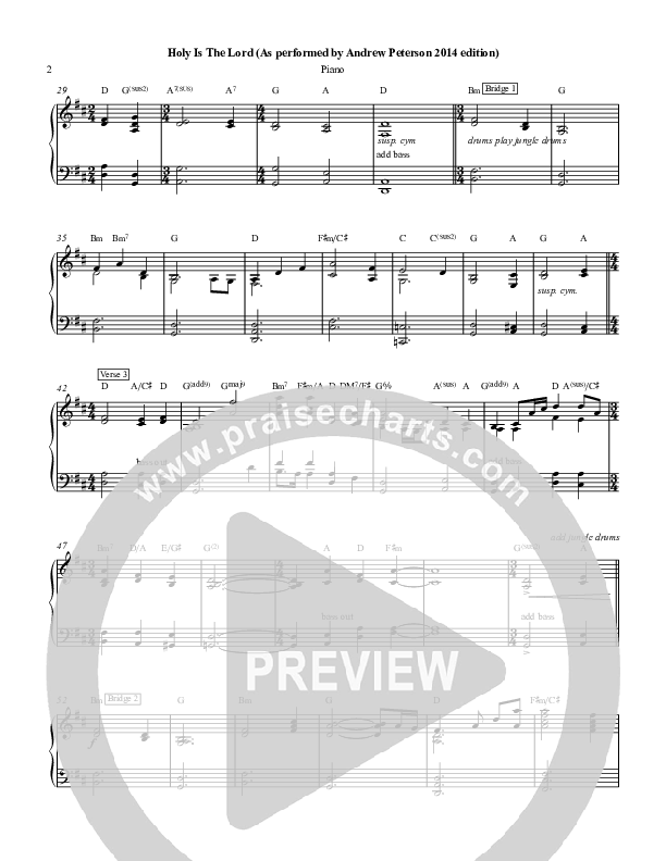 Holy Is The Lord Piano Sheet (Andrew Peterson)