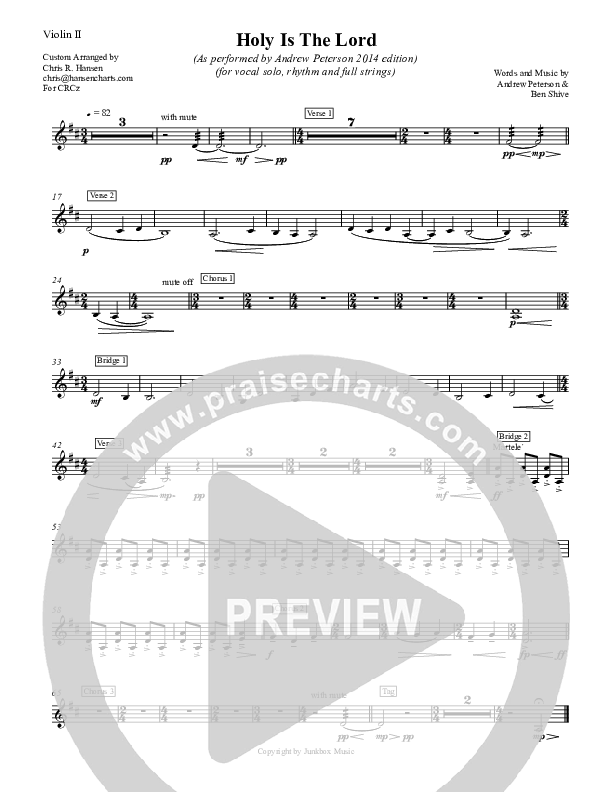 Holy Is The Lord Violin 2 (Andrew Peterson)