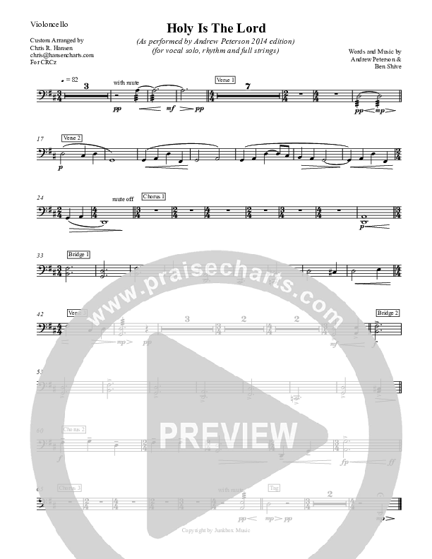 Holy Is The Lord Violincello (Andrew Peterson)