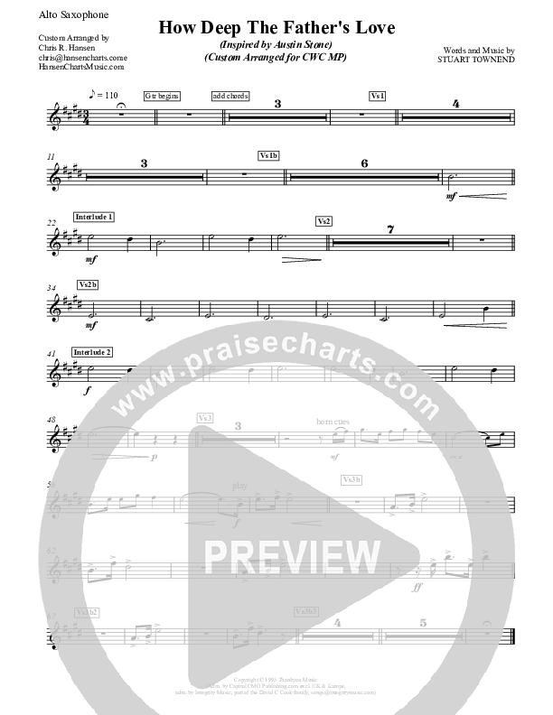 How Deep The Father's Love For Us Alto Sax (Austin Stone Worship)