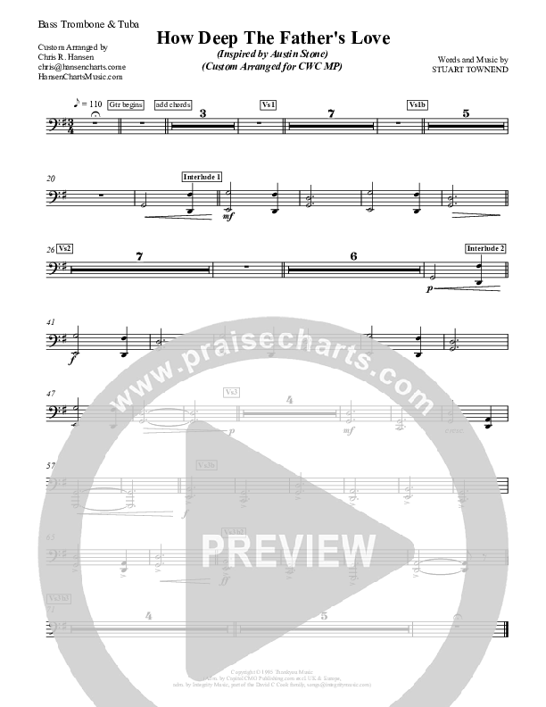 How Deep The Father's Love For Us Bass Trombone (Austin Stone Worship)