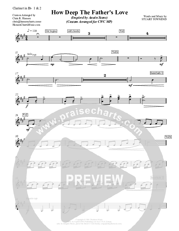 How Deep The Father's Love For Us Clarinet 1/2 (Austin Stone Worship)