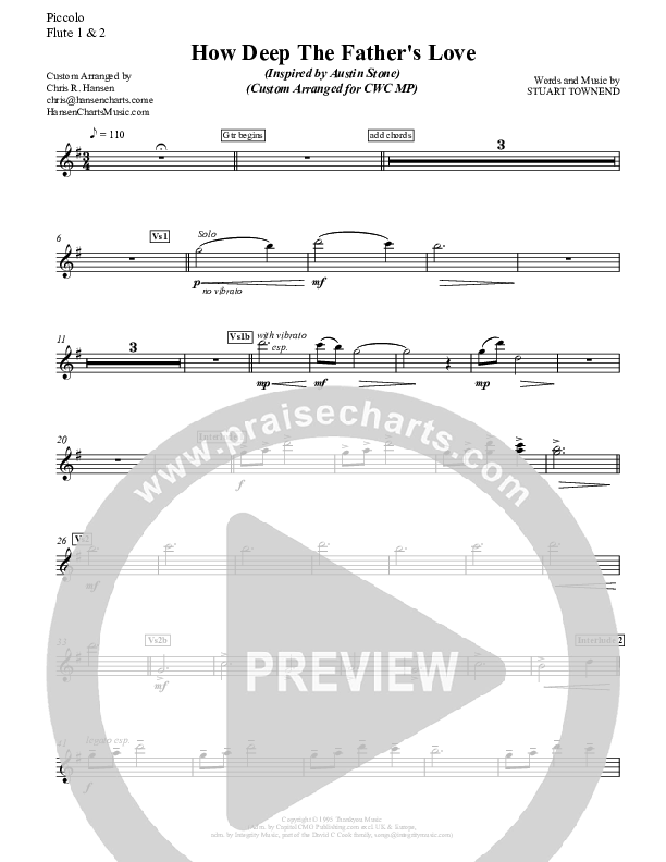 How Deep The Father's Love For Us Flute/Piccolo (Austin Stone Worship)