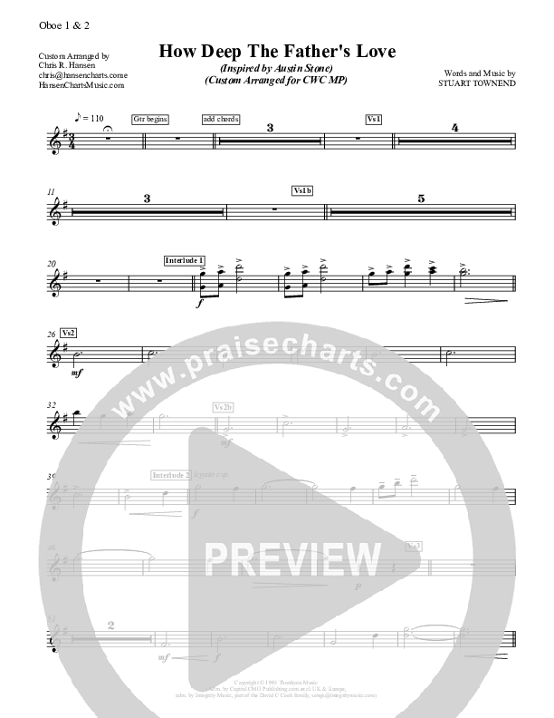 How Deep The Father's Love For Us Oboe 1/2 (Austin Stone Worship)