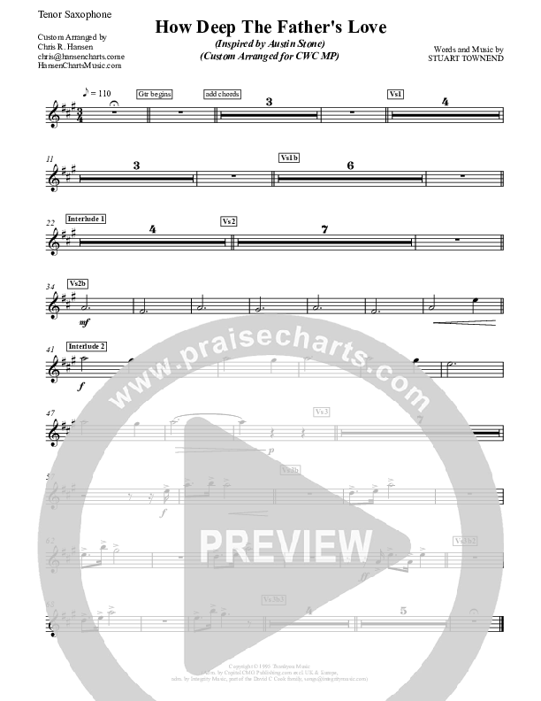 How Deep The Father's Love For Us Tenor Sax 2 (Austin Stone Worship)