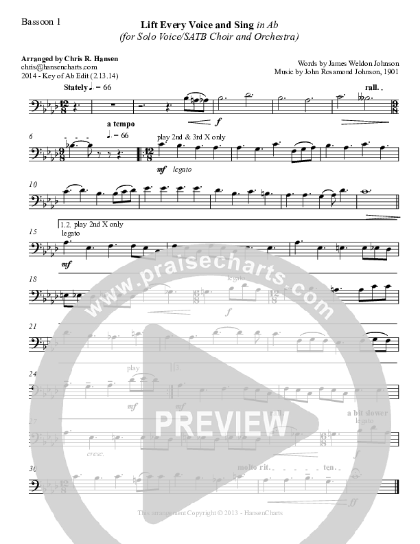 Lift Every Voice And Sing Bassoon 1/2 (Chris Hansen)