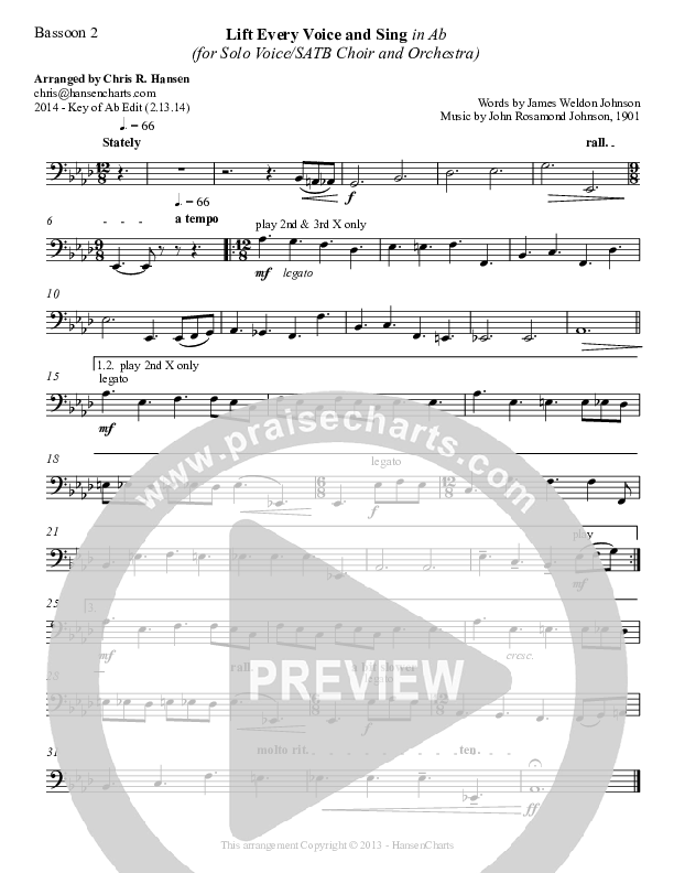 Lift Every Voice And Sing Bassoon 1/2 (Chris Hansen)