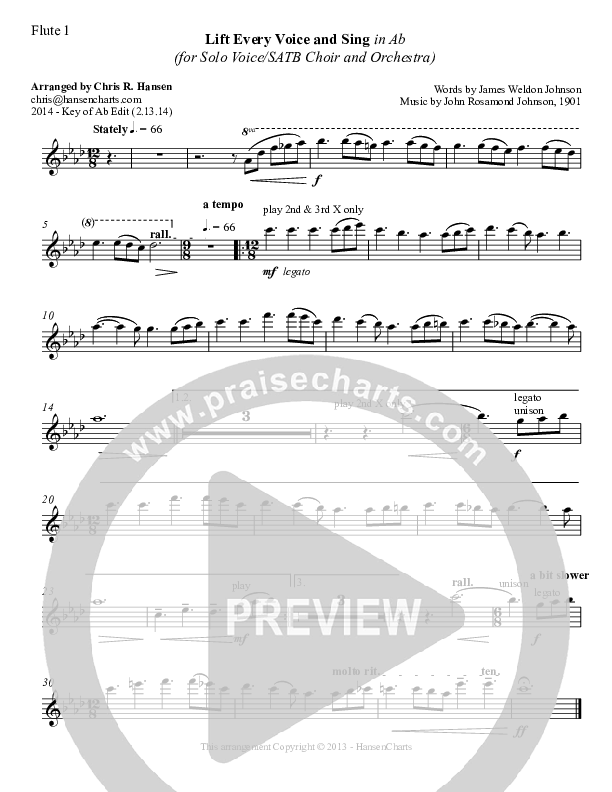 Lift Every Voice And Sing Flute 1/2 (Chris Hansen)