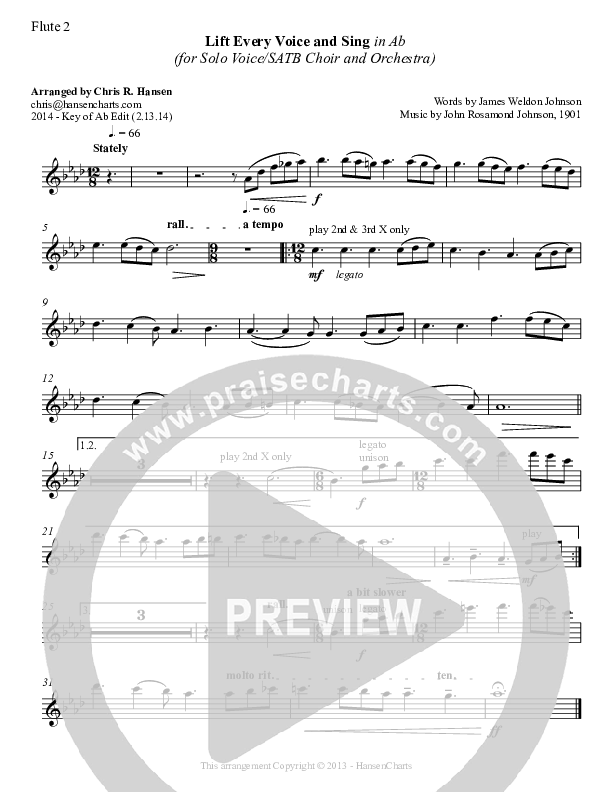 Lift Every Voice And Sing Flute 1/2 (Chris Hansen)