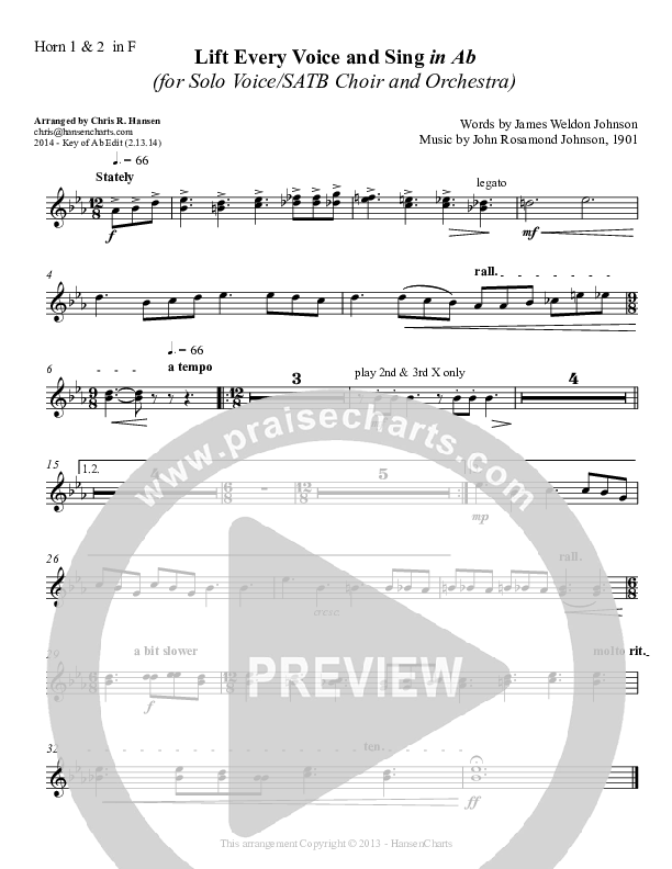 Lift Every Voice And Sing French Horn 1/2 (Chris Hansen)