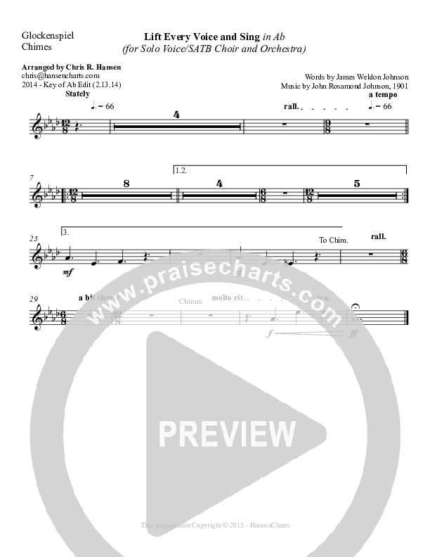 Lift Every Voice And Sing Glockenspiel (Chris Hansen)