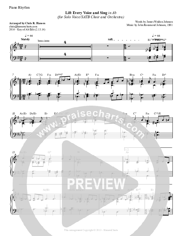 Lift Every Voice And Sing Rhythm/Melody (Chris Hansen)