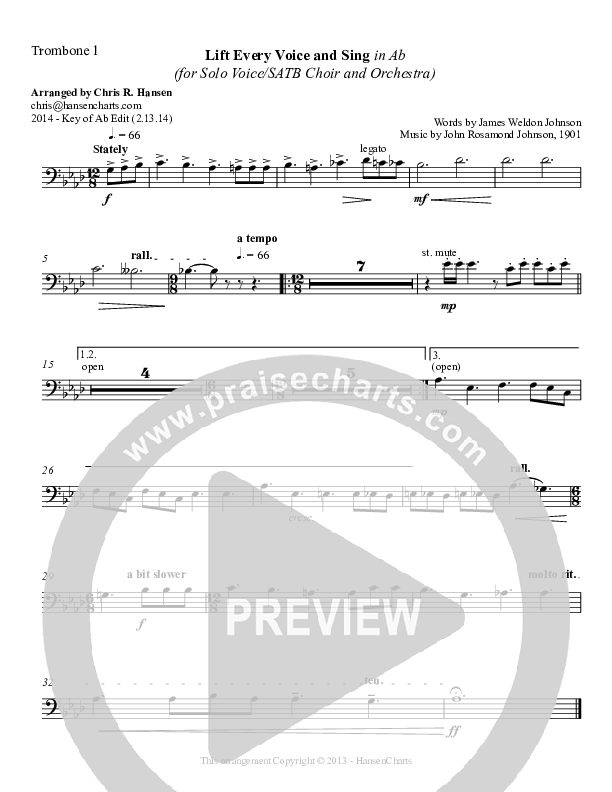 Lift Every Voice And Sing Trombone 1 (Chris Hansen)