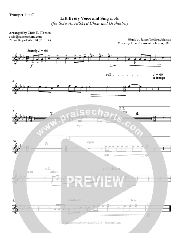 Lift Every Voice And Sing Trumpet 1 (Chris Hansen)