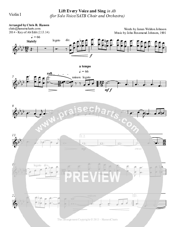 Lift Every Voice And Sing Violin 1 (Chris Hansen)