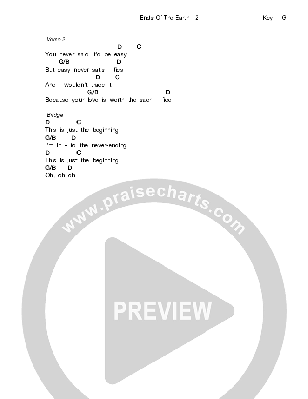 The Ends Of The Earth Chords & Lyrics (Love & The Outcome)