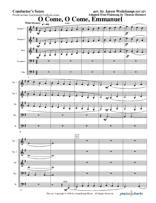 O Come O Come Emmanuel (Instrumental) Brass Quintet (AnderKamp Music)