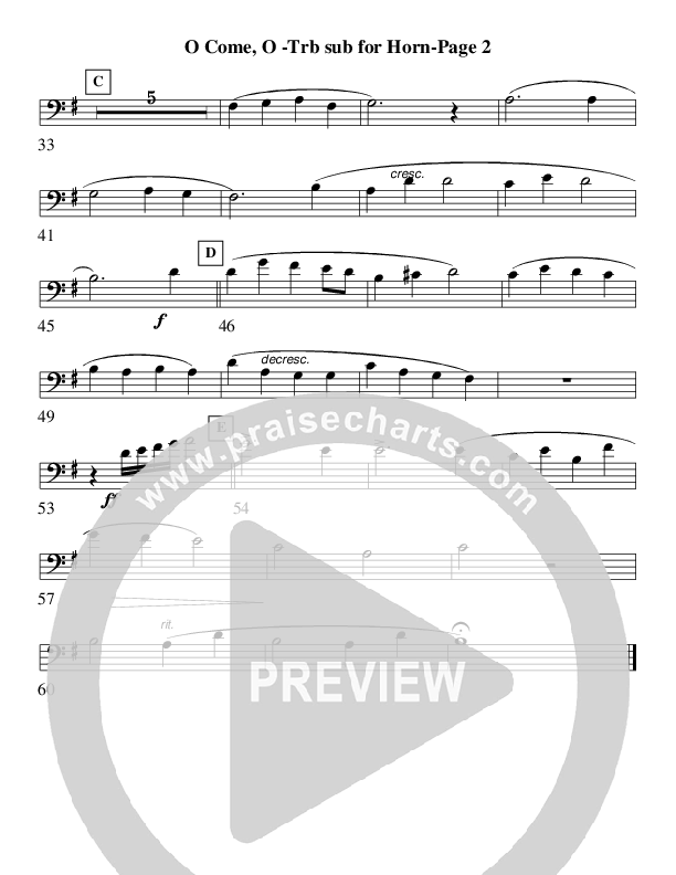 O Come O Come Emmanuel (Instrumental) Trombone 2 (AnderKamp Music)