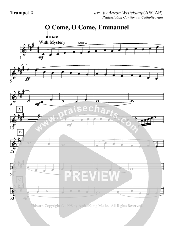 O Come O Come Emmanuel (Instrumental) Trumpet 2 (AnderKamp Music)