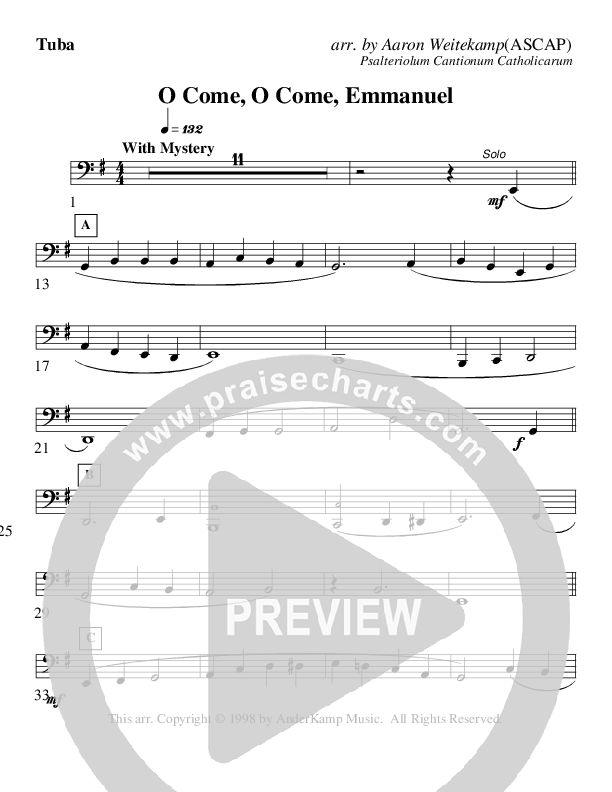 O Come O Come Emmanuel (Instrumental) Tuba (AnderKamp Music)