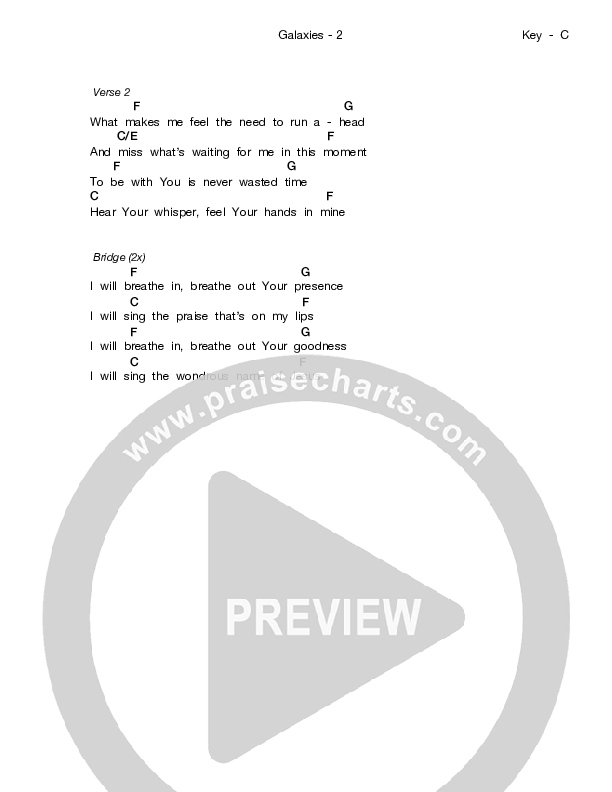 Galaxies (On Your Mind) Chord Chart (Love & The Outcome)