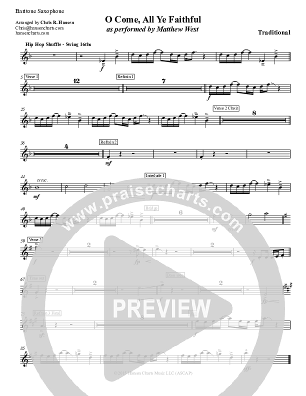 O Come All Ye Faithful Bari Sax (Matthew West)