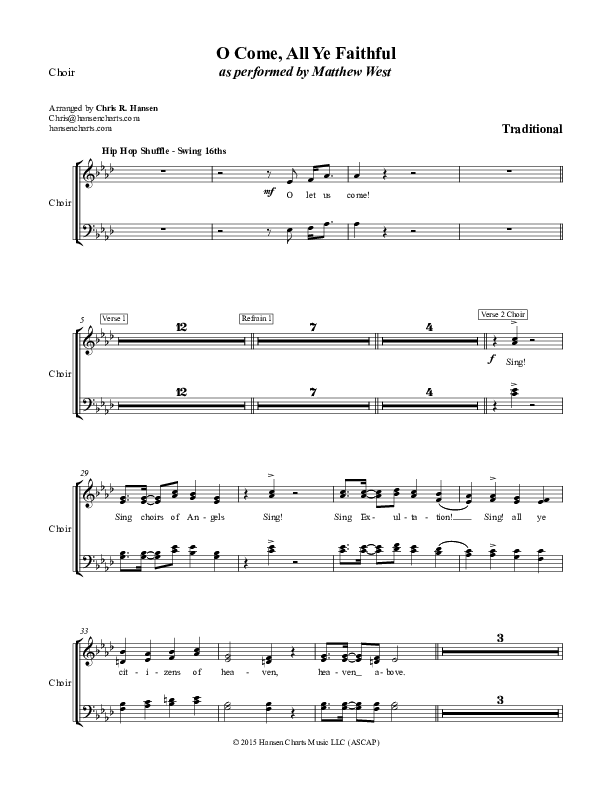 O Come All Ye Faithful Choir Sheet (SATB) (Matthew West)