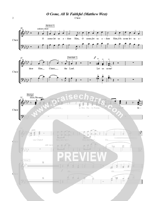O Come All Ye Faithful Choir Sheet (SATB) (Matthew West)