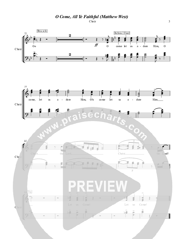 O Come All Ye Faithful Choir Sheet (SATB) (Matthew West)