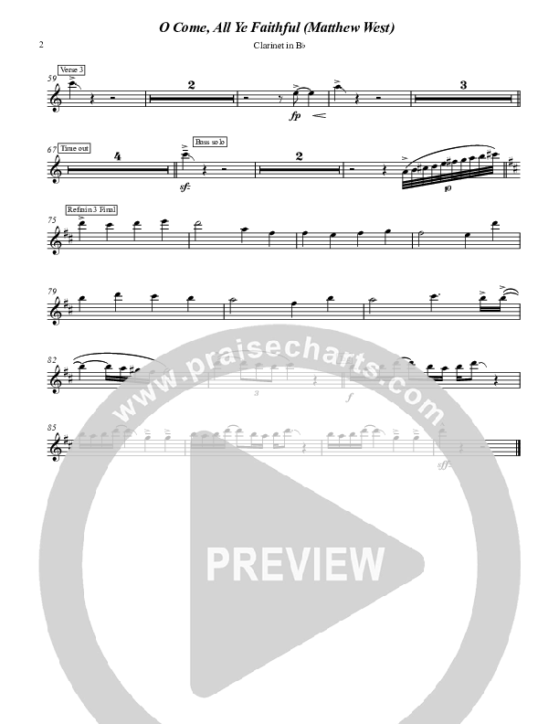 O Come All Ye Faithful Clarinet (Matthew West)