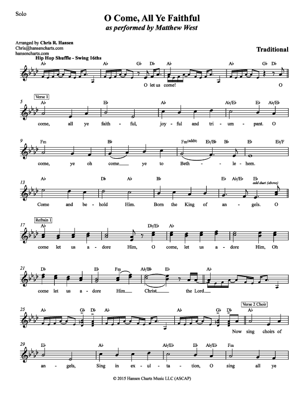O Come All Ye Faithful Lead Sheet (SAT) (Matthew West)