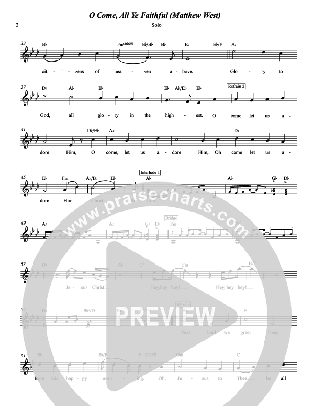 O Come All Ye Faithful Lead Sheet (SAT) (Matthew West)