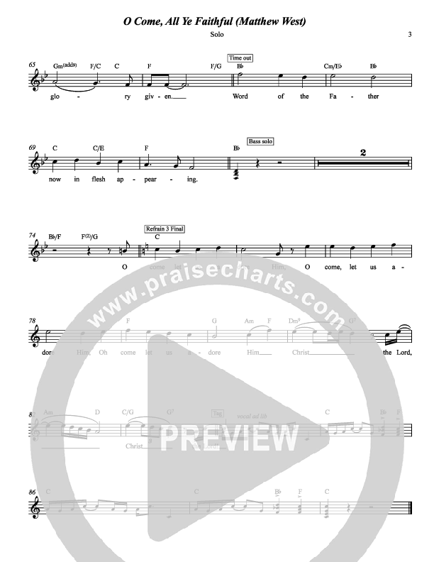 O Come All Ye Faithful Lead Sheet (SAT) (Matthew West)