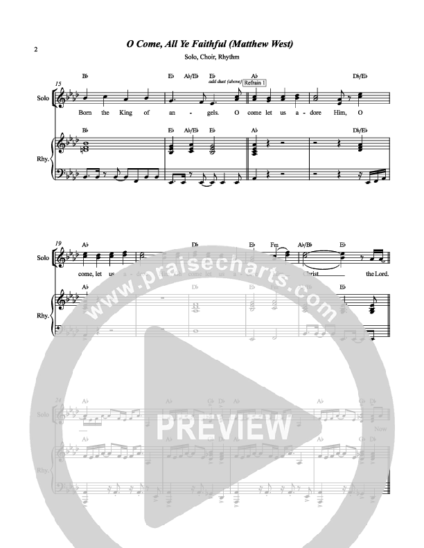 O Come All Ye Faithful Piano/Vocal (Matthew West)