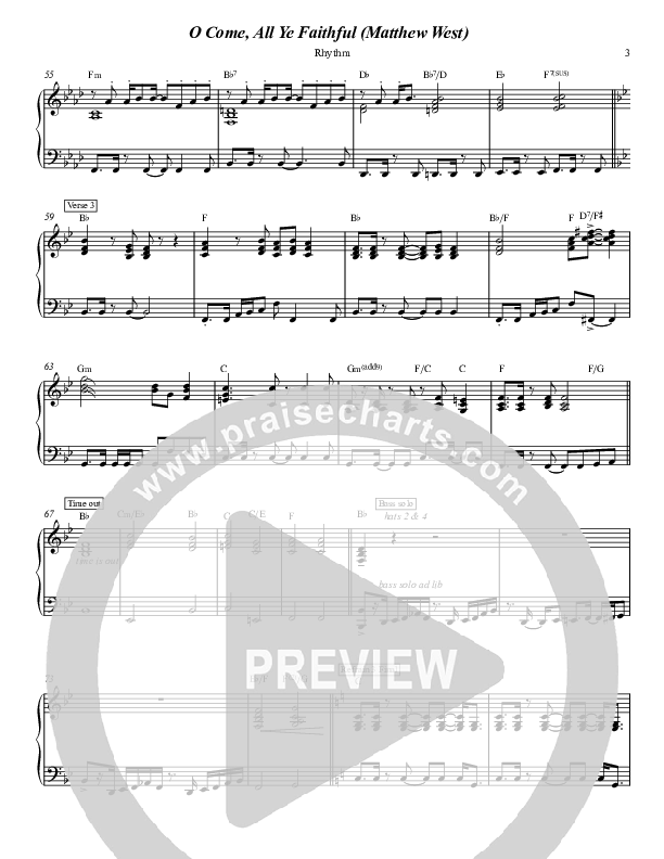 O Come All Ye Faithful Rhythm Chart (Matthew West)