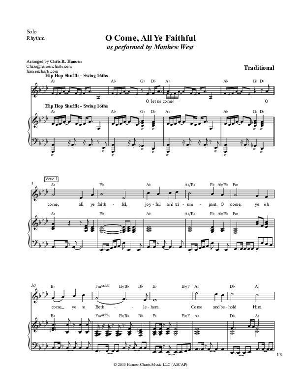 O Come All Ye Faithful Rhythm/Vocal (Matthew West)