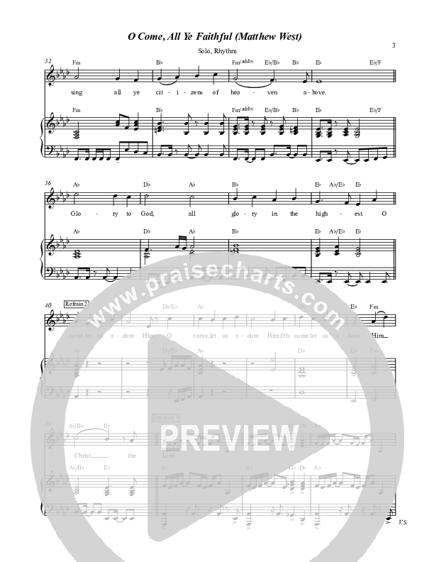 O Come All Ye Faithful Rhythm/Vocal (Matthew West)