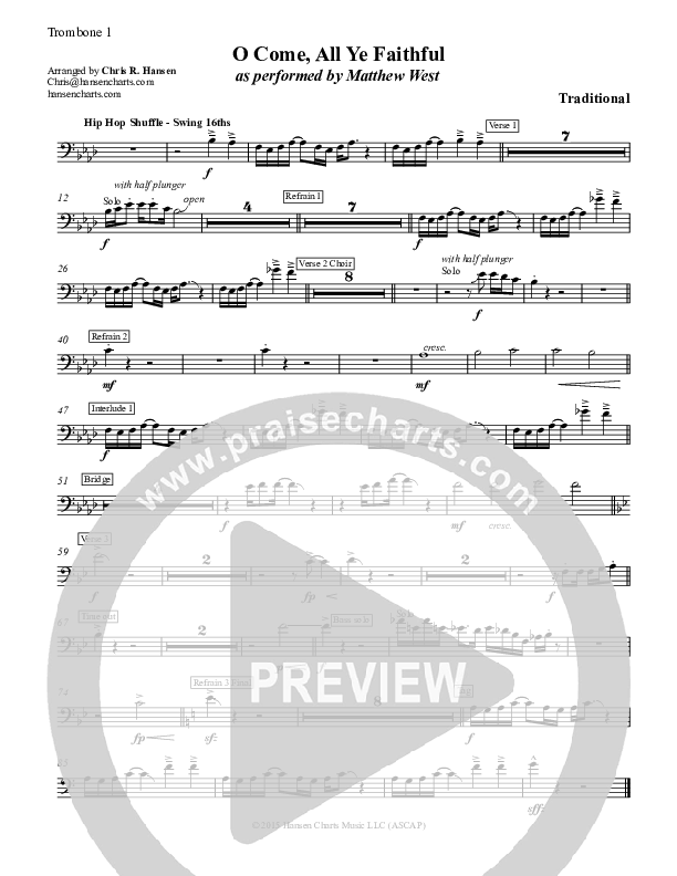O Come All Ye Faithful Trombone 1 (Matthew West)